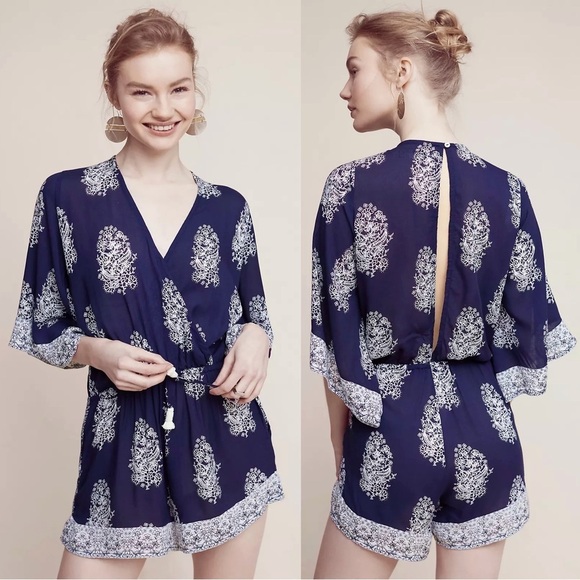 Faithfull • Yacht Romper playsuit navy blue Devani print bandana floral Anthro - Picture 11 of 16